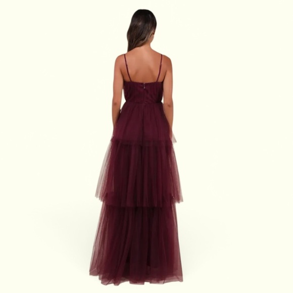 Lulus Unforgettable Poise Plum Purple Tulle Bustier Tiered Maxi Dress Size M - Picture 2 of 11
